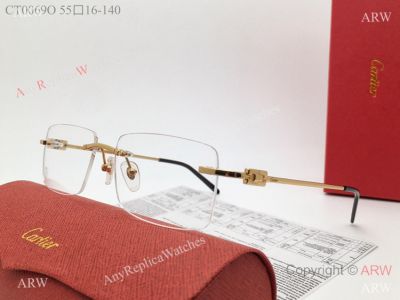 AAA Grade Clone Cartier Santos Eyewear Gold Black Leg CT0069O